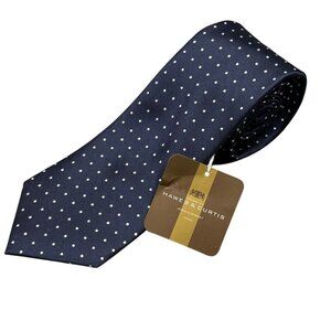 NWT Hawes & Curtis London 100% Silk Tie Polka Dot Blue 3.75"